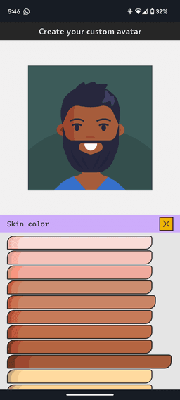 Avatar Creator Skin Color Mobile